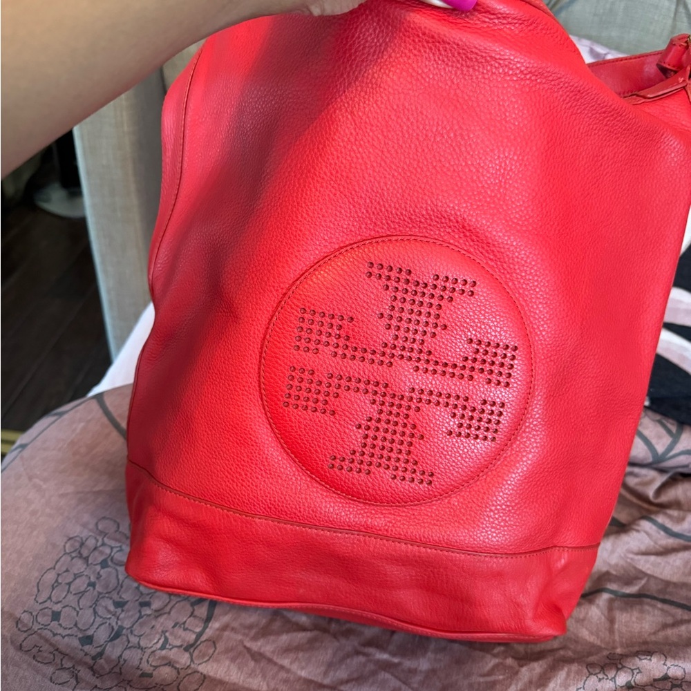 Tory Burch Red Leather Hobo Bag - Picture 4 of 15